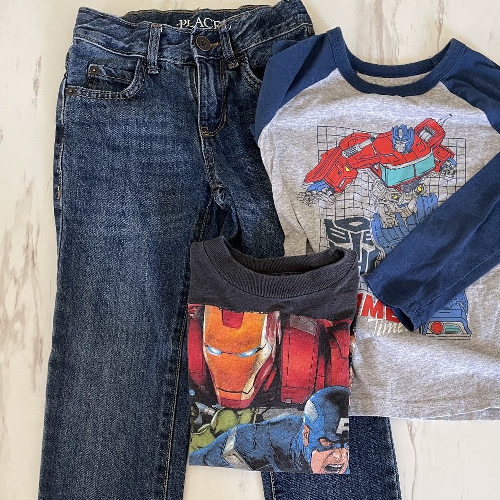 Boys Jeans with long and short sleeve top